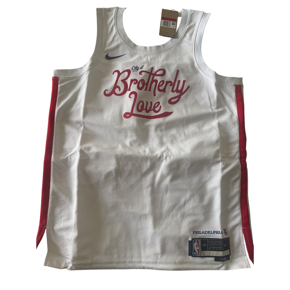 Nike‎ Jersey Men's L NBA Philadelphia 76ers 48 City of Brotherly Love White
